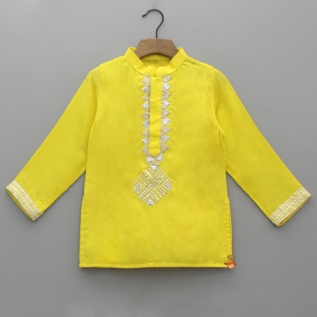 Pre Order: Gota Work Front Placket Kurta With Pyjama