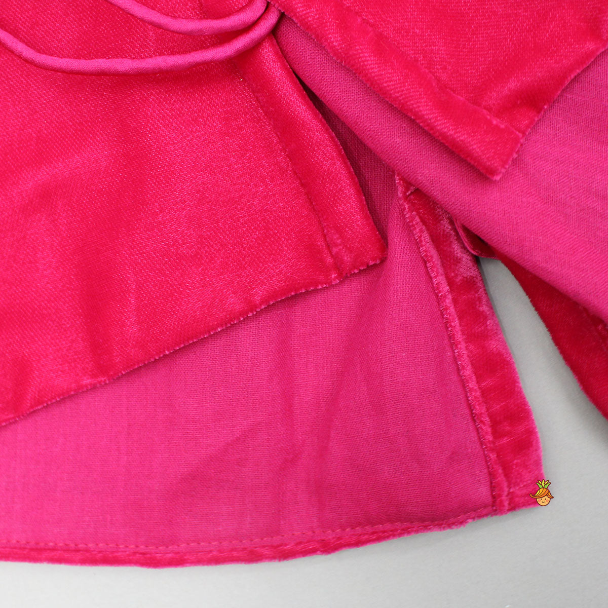 Pre Order: Contrasting Fringes Detailed Velvet Top With Sharara