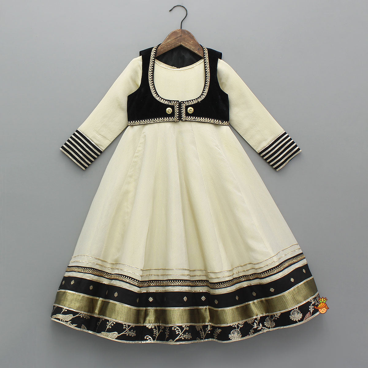 Pre Order: Elegant Shimmery Anarkali With Front-Open Velvet Jacket