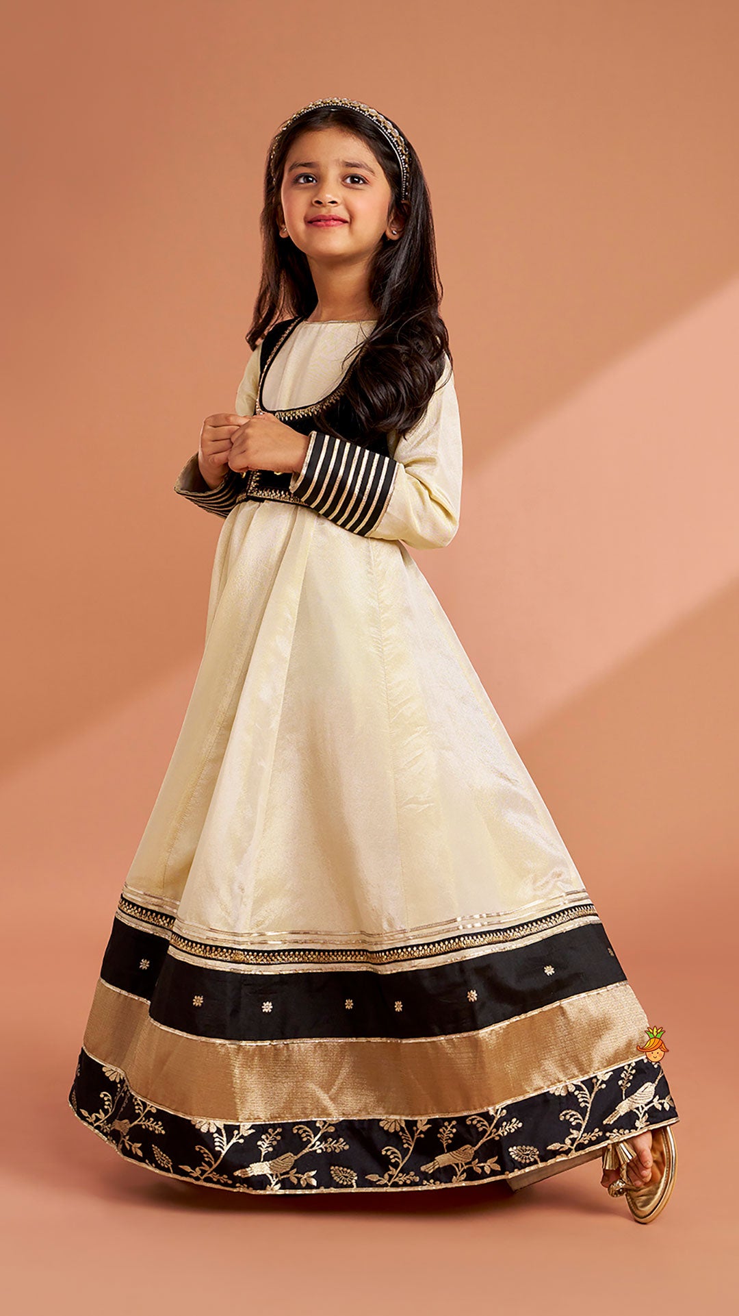 Pre Order: Elegant Shimmery Anarkali With Front-Open Velvet Jacket