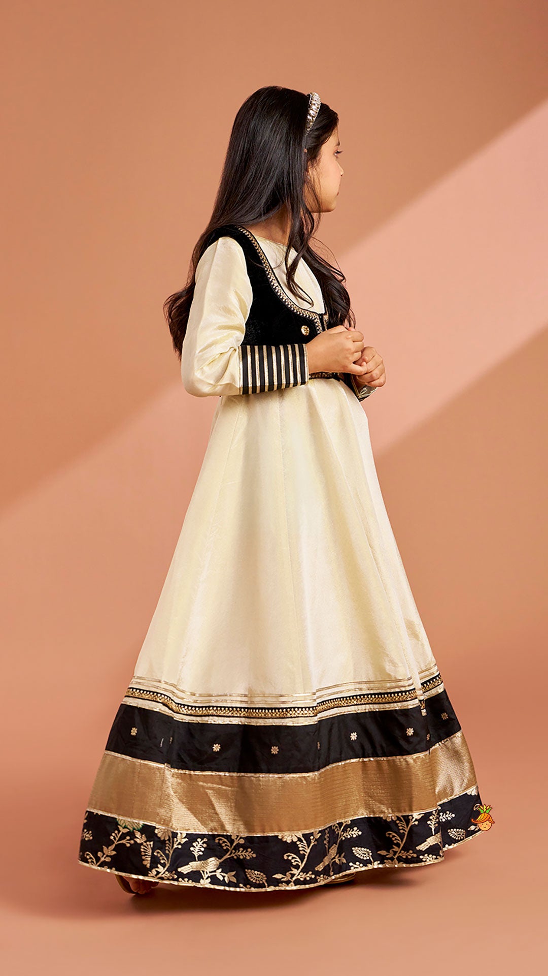Pre Order: Elegant Shimmery Anarkali With Front-Open Velvet Jacket