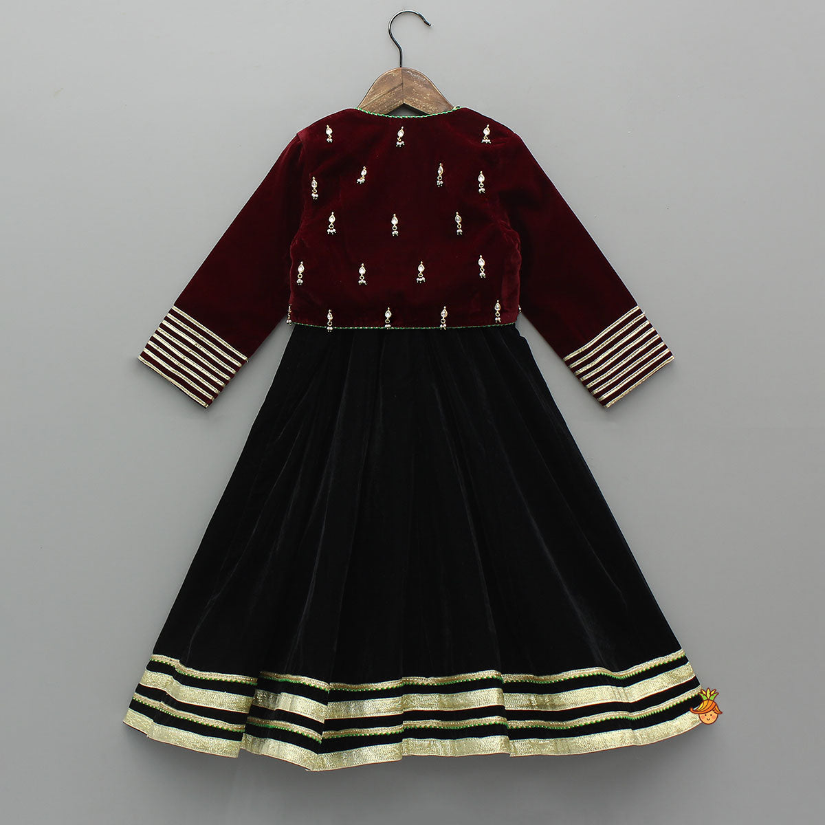 Pre Order: Charming Velvet Anarkali With Front-Open Jacket