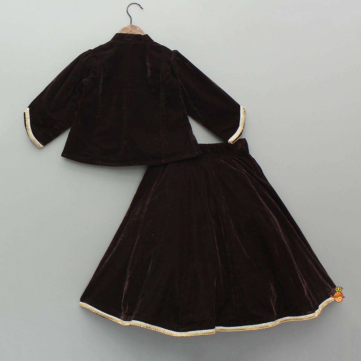 Pre Order: Velvet Lace Work Top And Lehenga