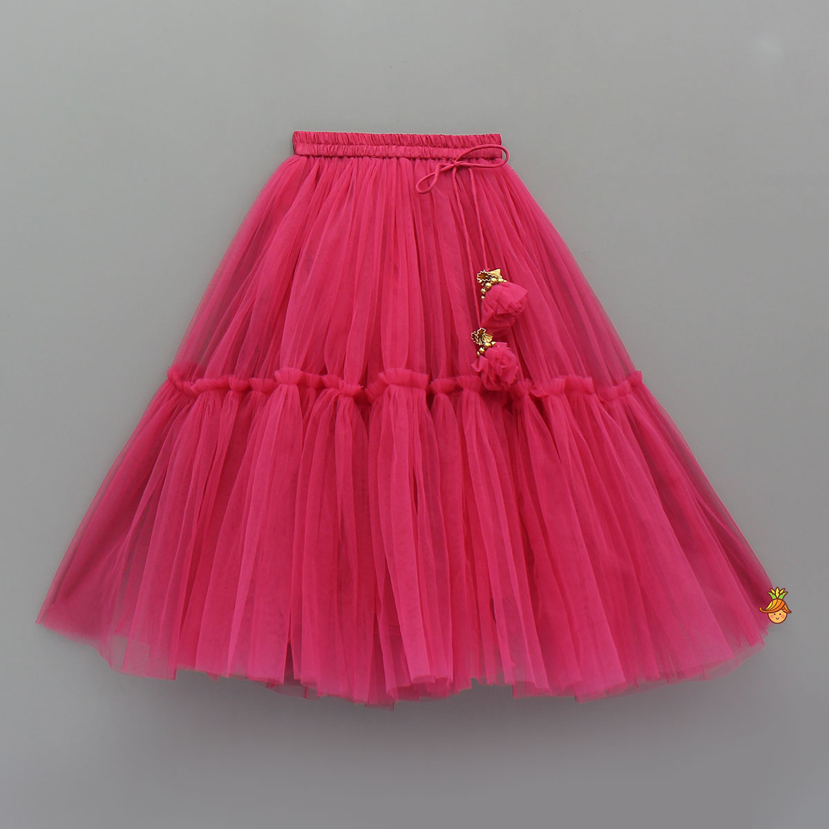 Pre Order: Animal Motif Embroidered Top And Net Lehenga With Matching Dupatta