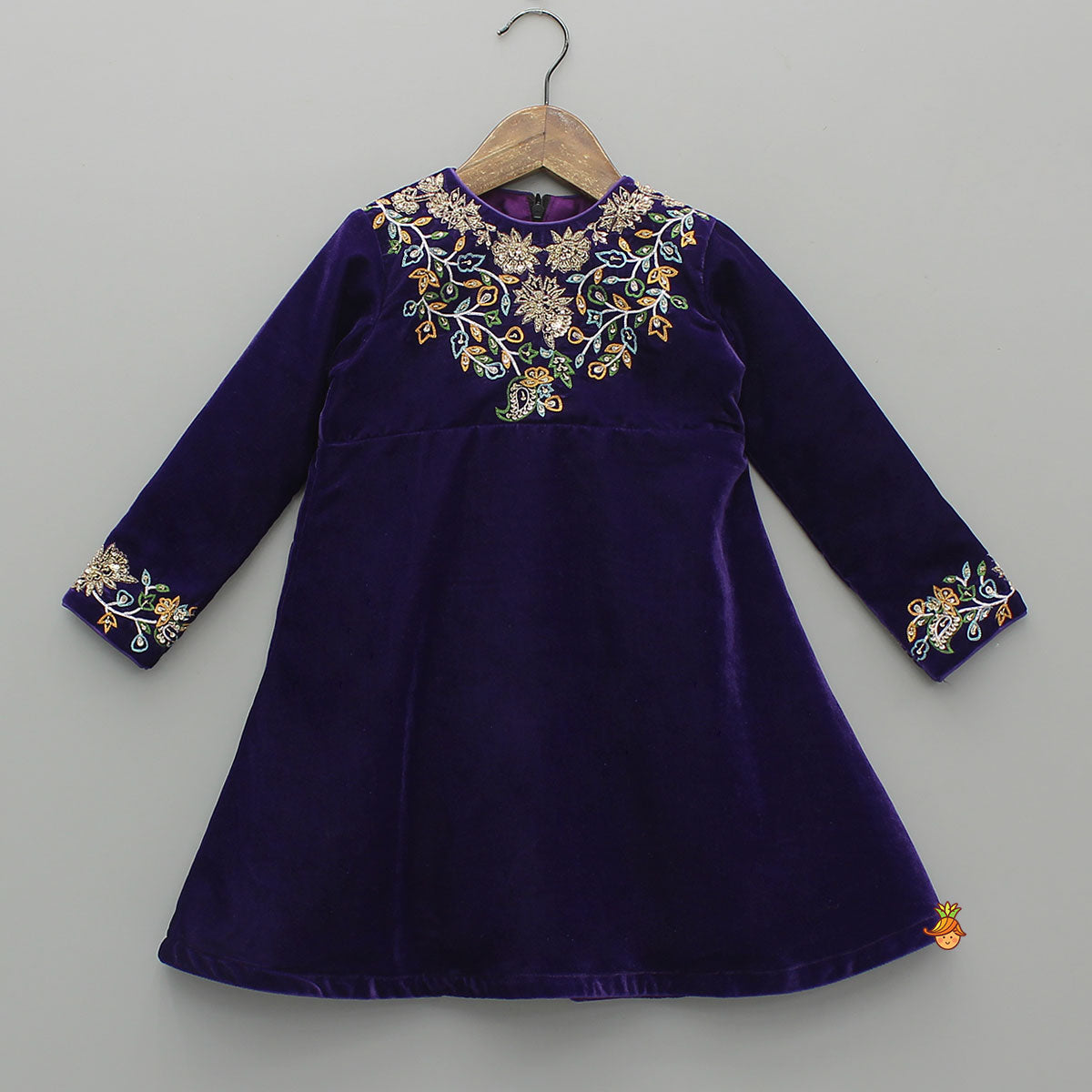 Pre Order: Velvet Kurti With Brocade Lehenga