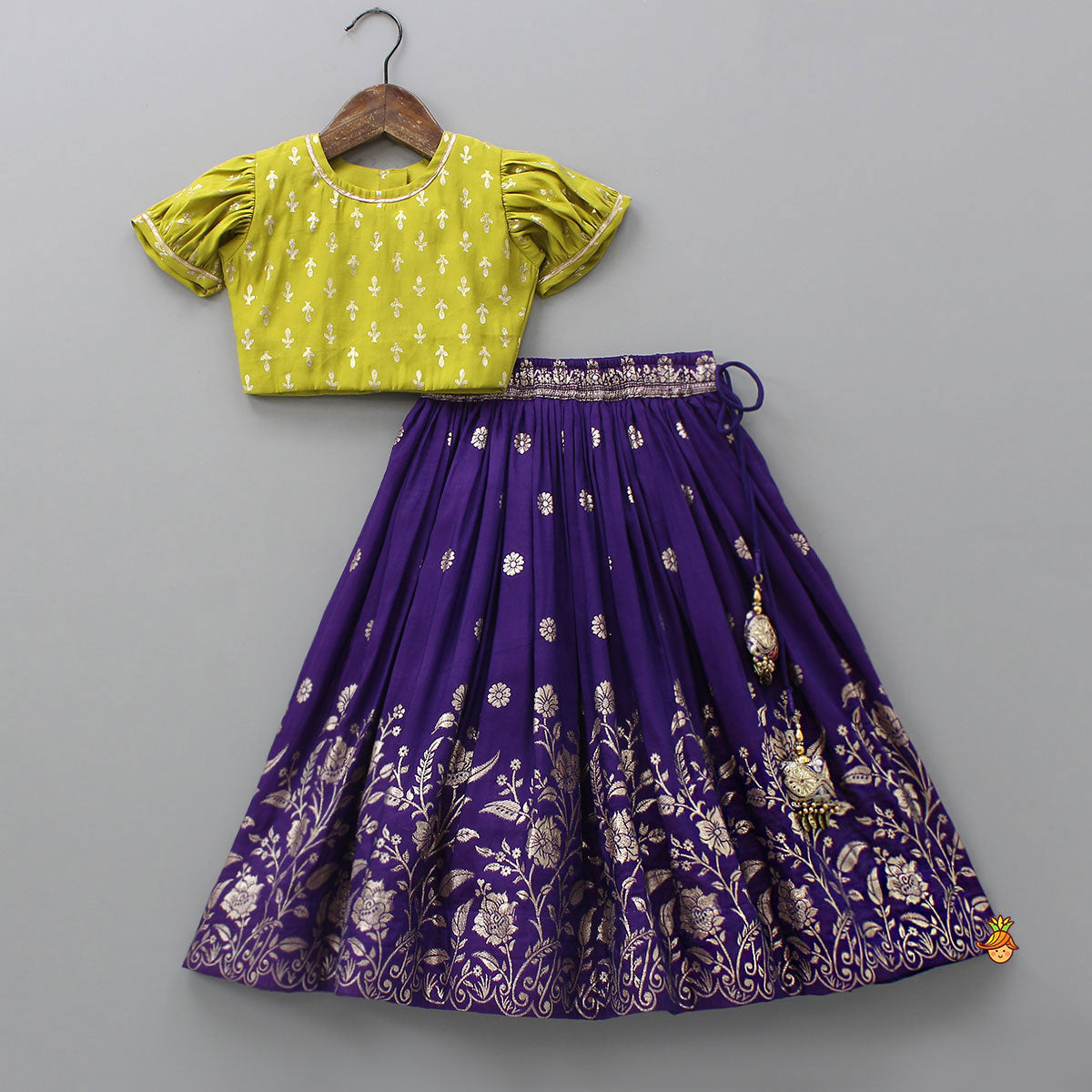 Pre Order: Stylish Sleeves Gorgeous Top With Lehenga And Dupatta