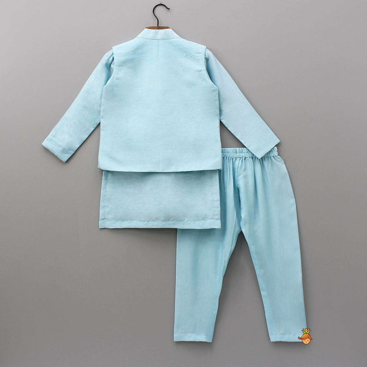 Pin Tuck Kurta With Floral Embroidered Jacket And Pyjama