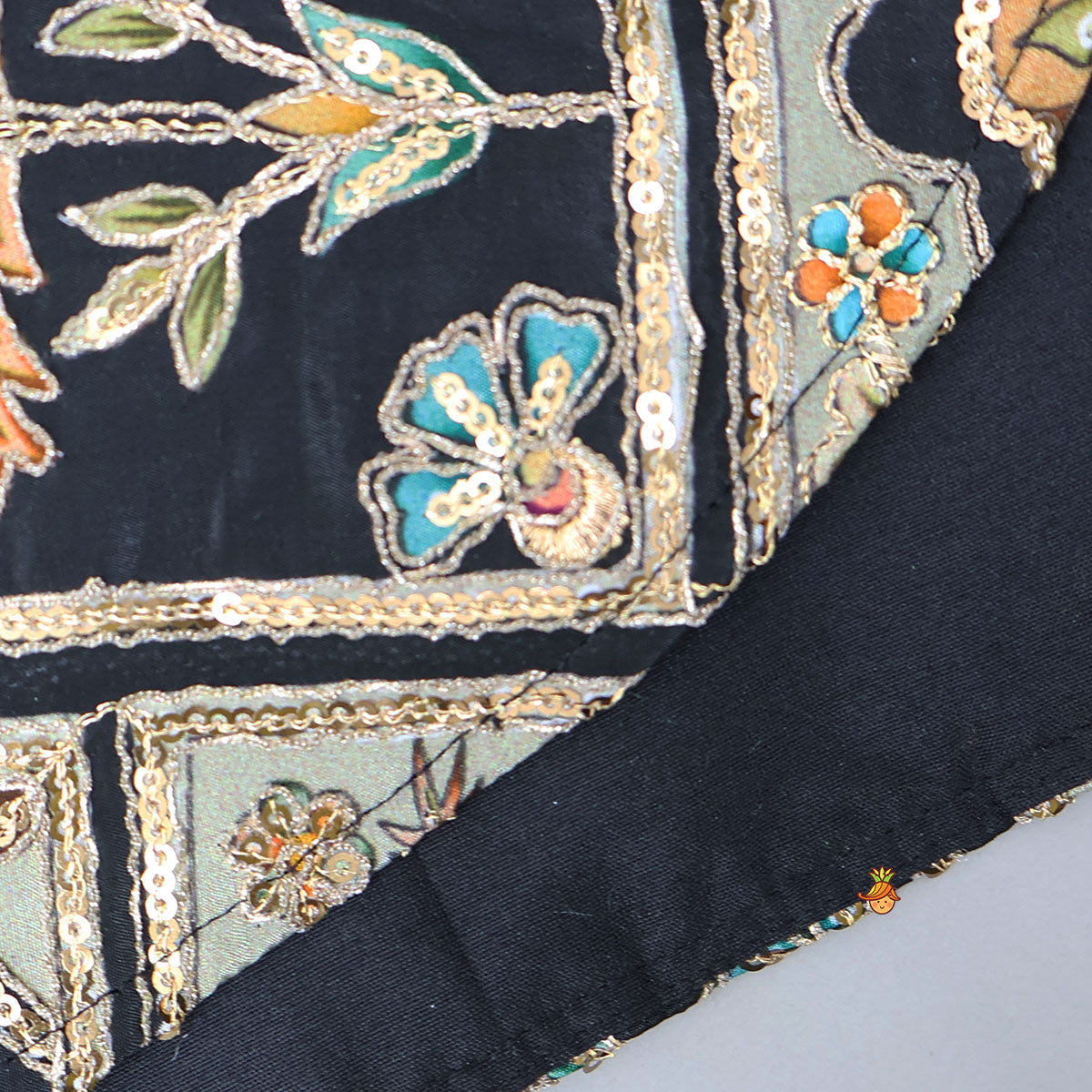 Pre Order: Ethnic Floral Printed And Embroidered Peplum Top With Lehenga