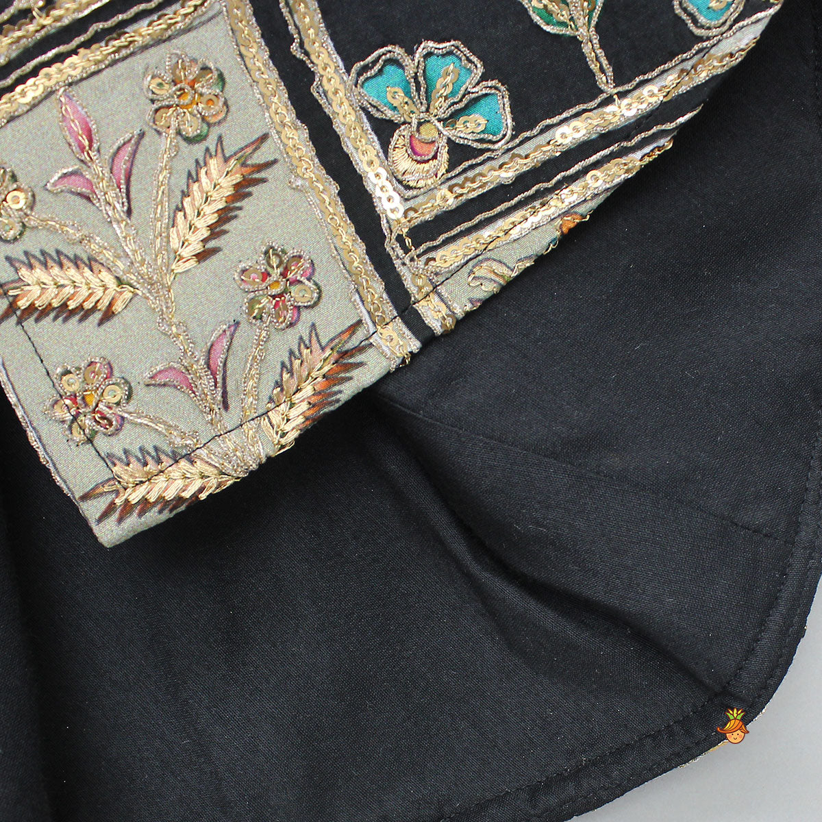 Pre Order: Ethnic Floral Printed And Embroidered Peplum Top With Lehenga