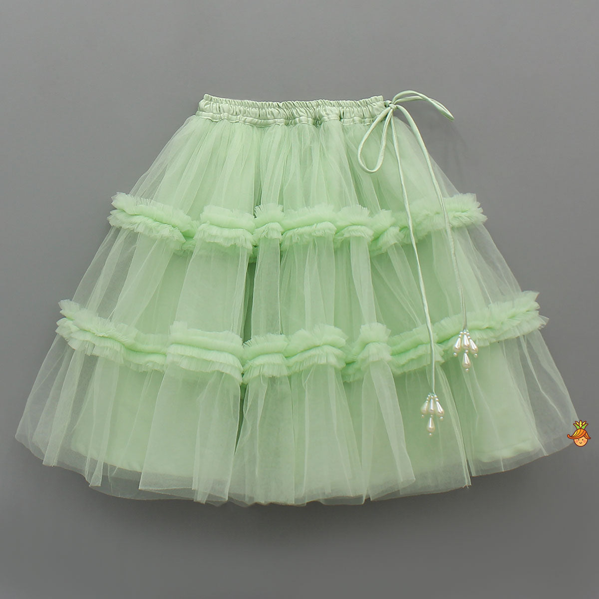 Pre Order: Shiny Lace Work One Shoulder Top And Ruffle Lehenga