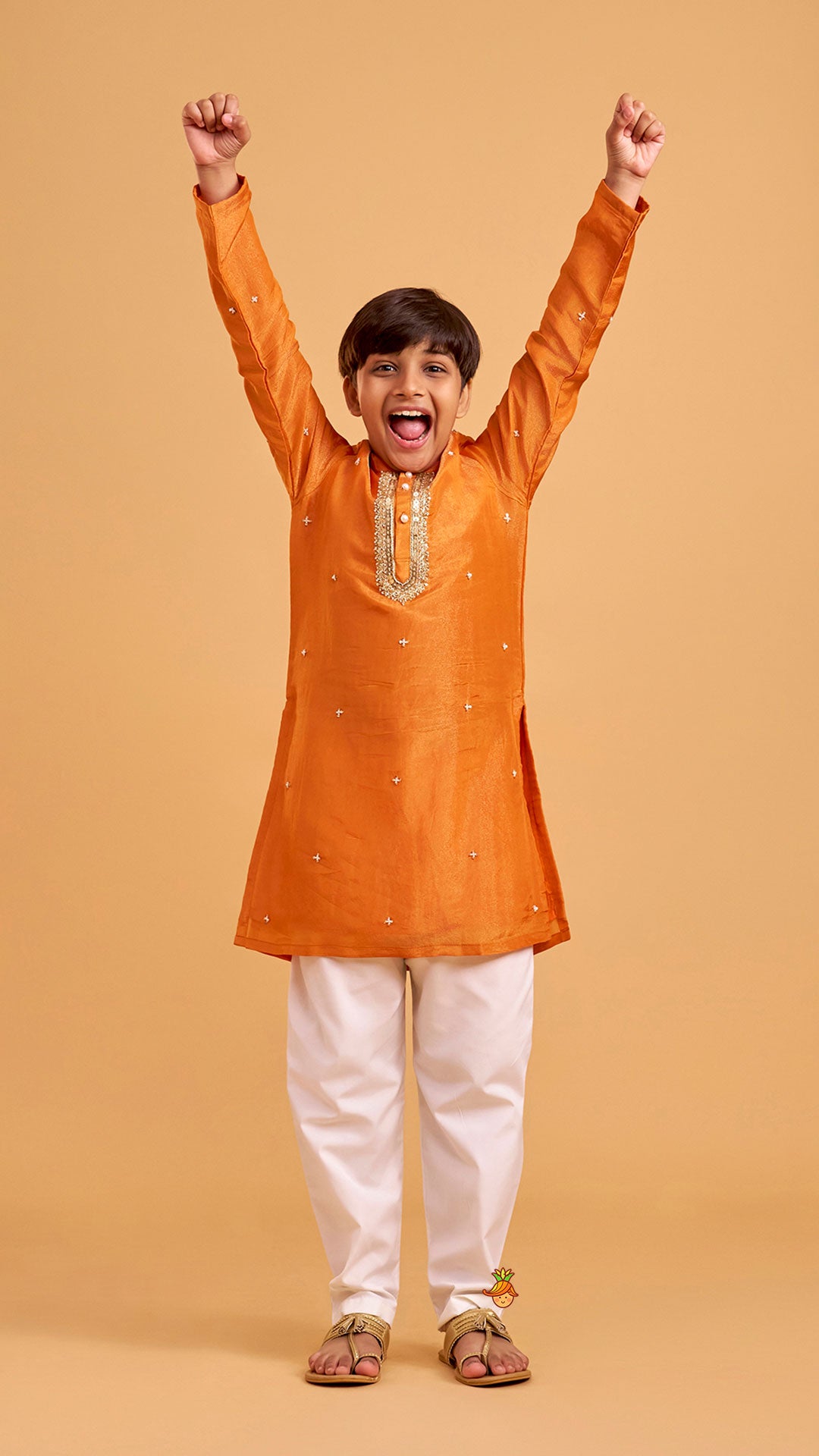 Pre Order: Shimmery Kurta With Embroidered Placket And Pyjama