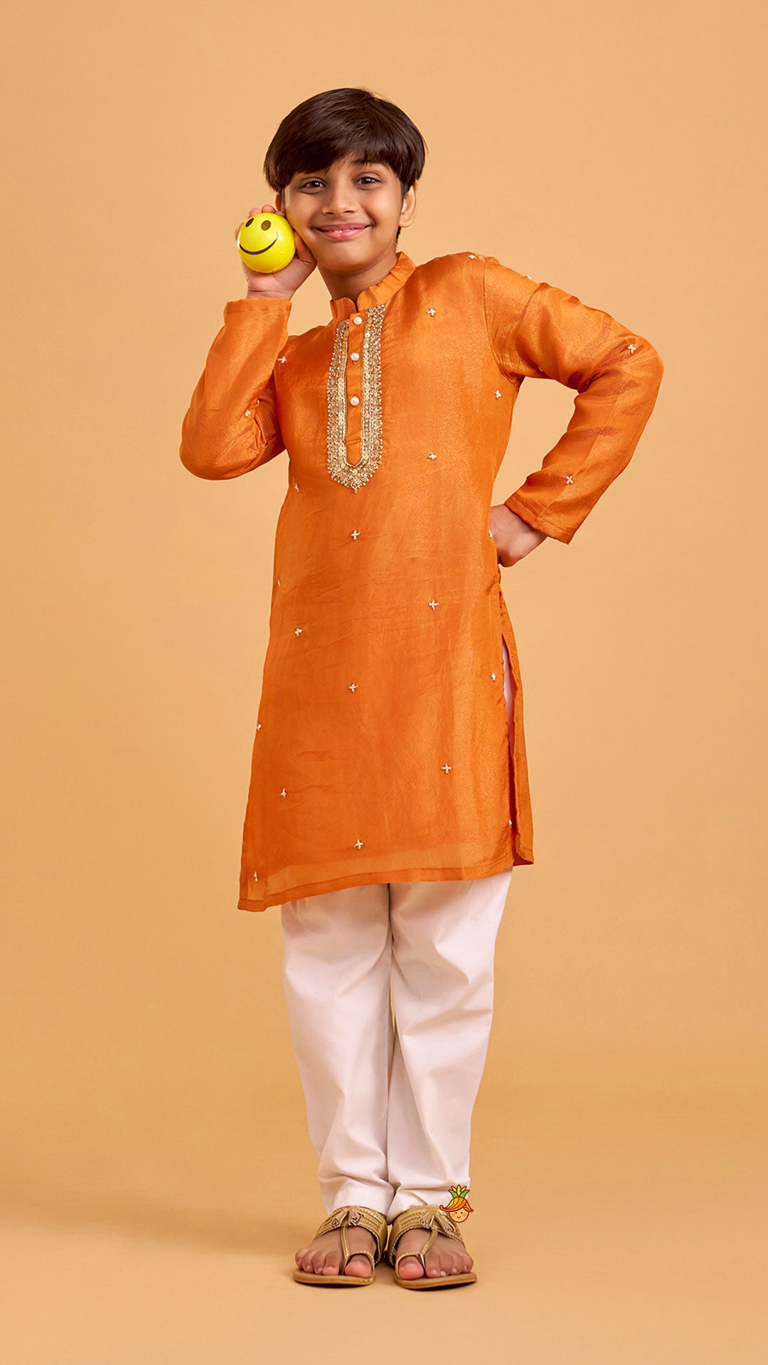 Pre Order: Shimmery Kurta With Embroidered Placket And Pyjama