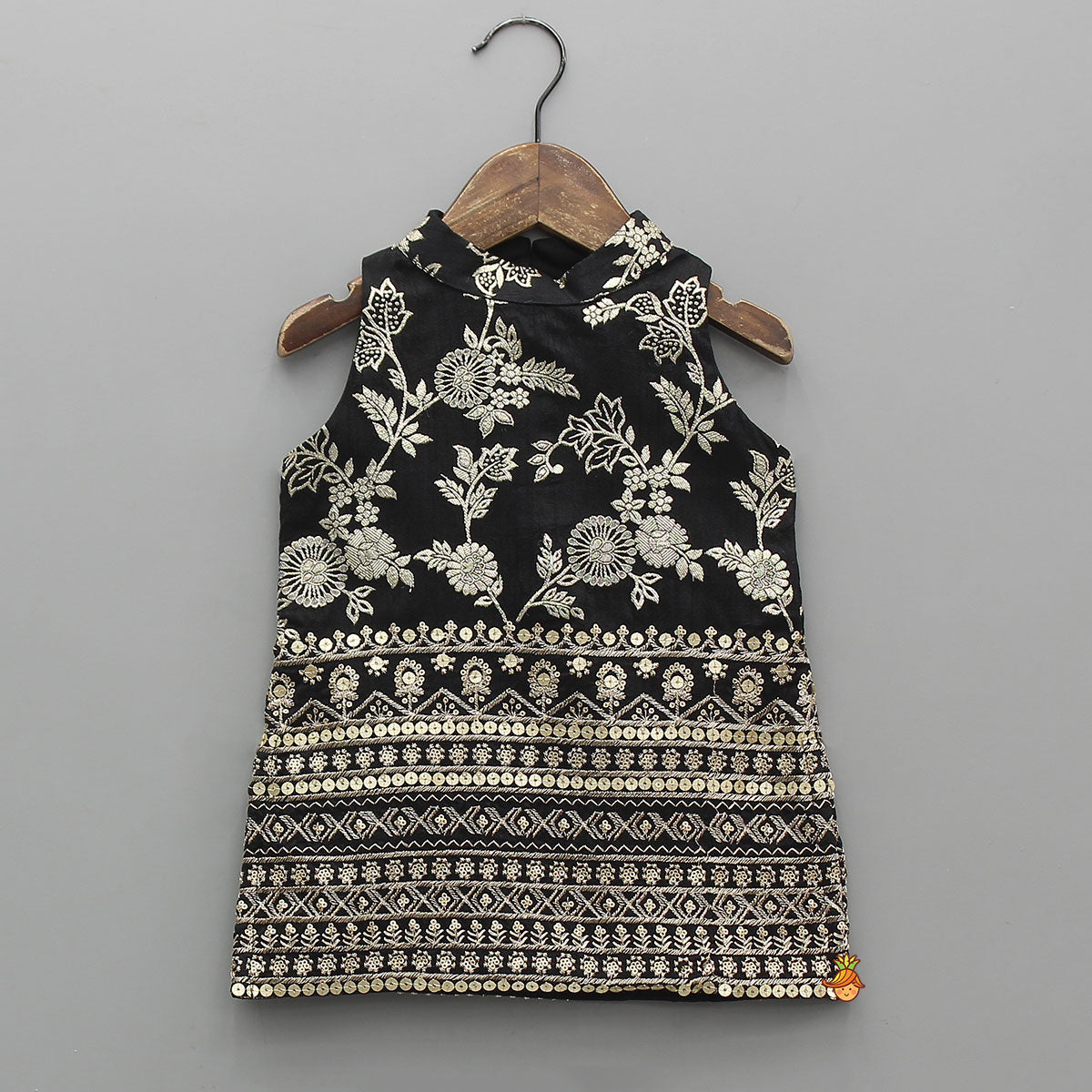 Sequins Embroidered Brocade Kurti And Palazzo