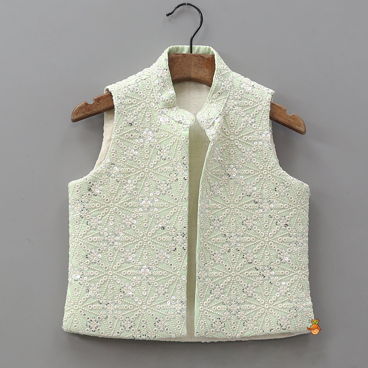 Pre Order: Ethnic Kurta With Sequins Embroidered Jacket And Pyjama