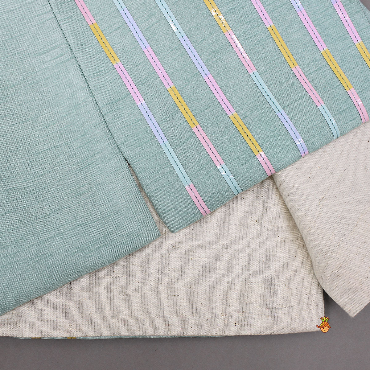 Pre Order: Ethnic Kurta With Lace Work Jacket And Pyjama