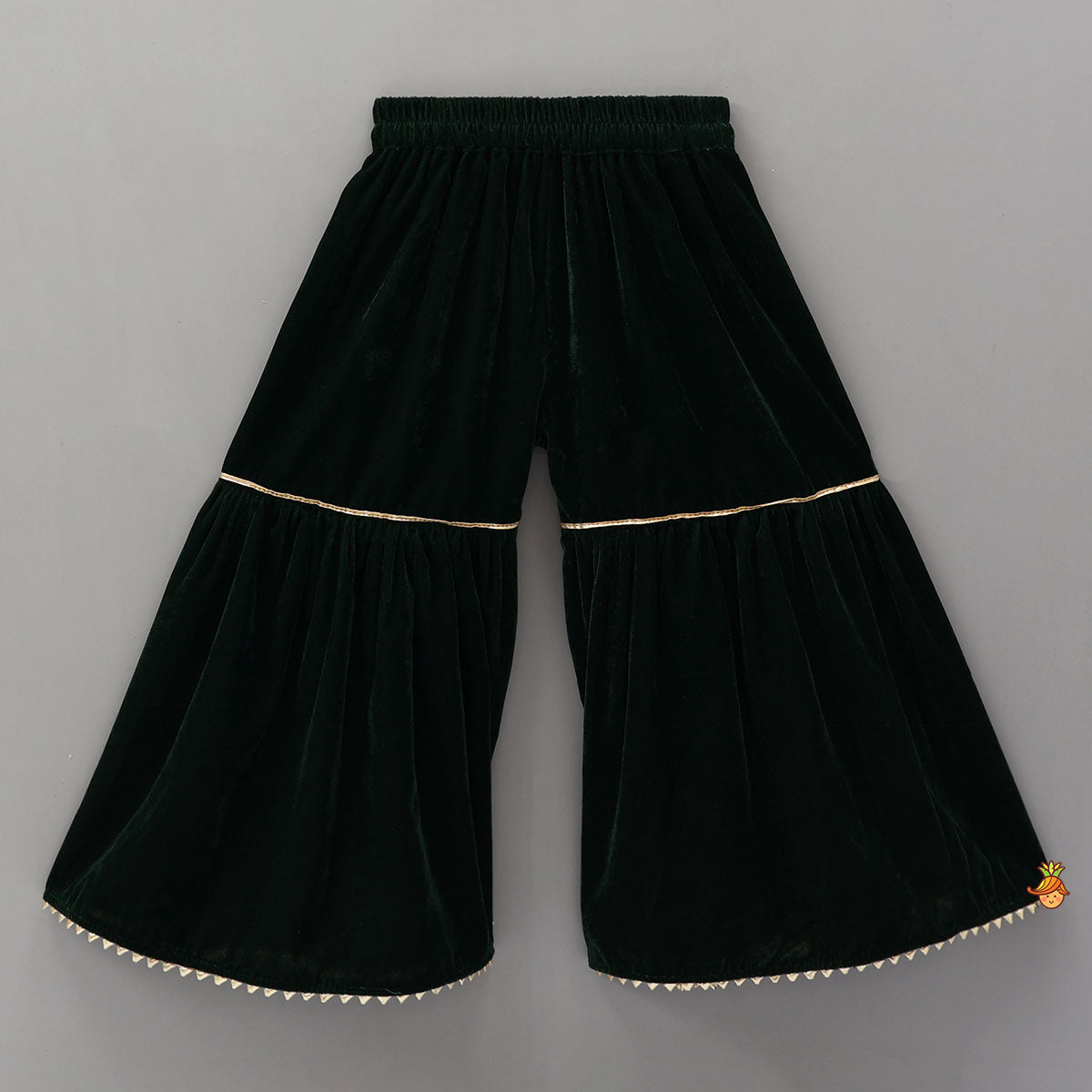 Pre Order: Embroidered Velvet Kurti And Sharara With Contrasting Dupatta