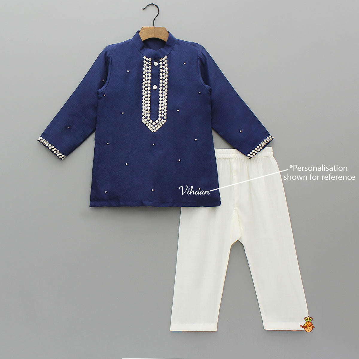 Pre Order: Faux Mirror Work Kurta And Pyjama