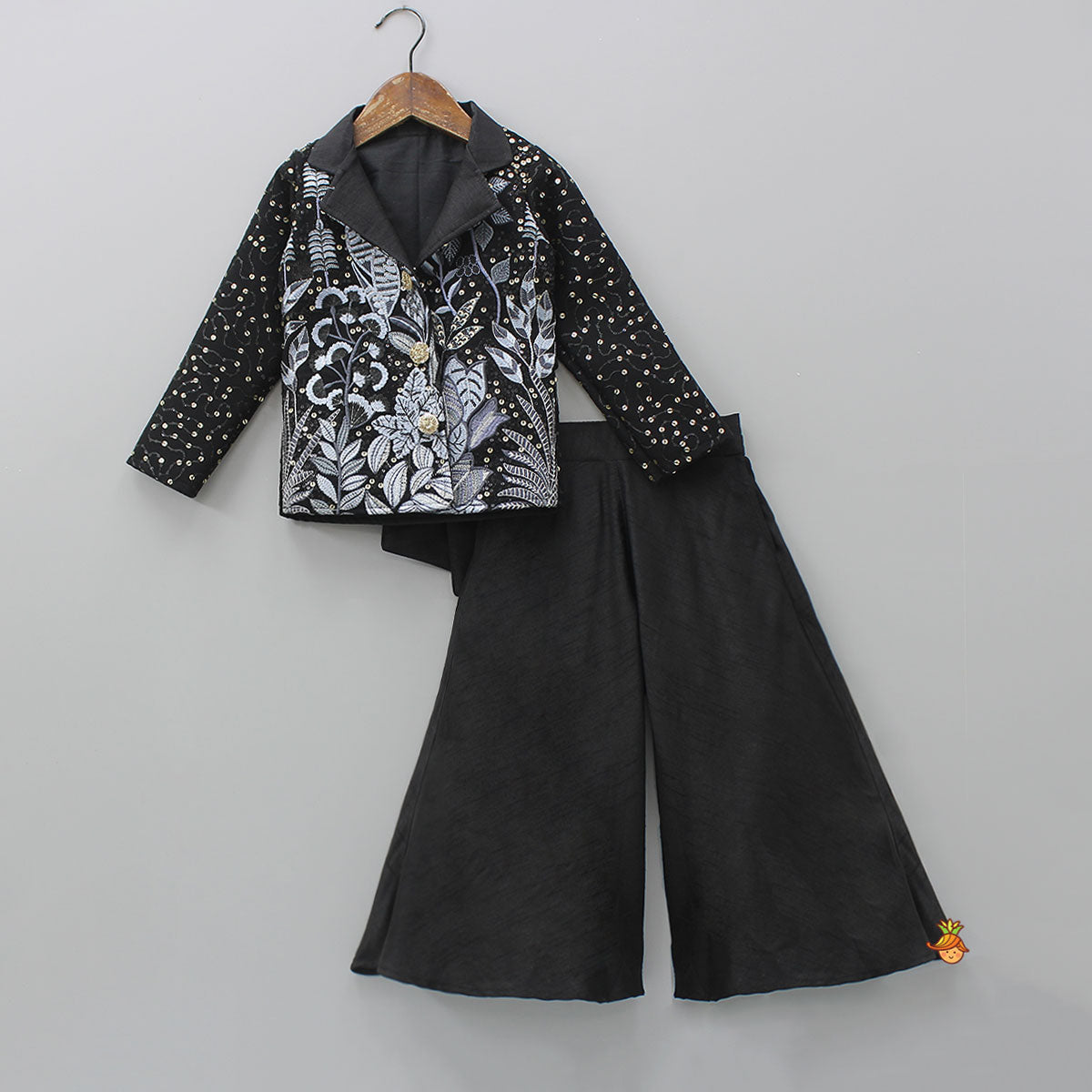 Pre Order: Thread And Sequins Embroidered Jacket-Style Top With Palazzo