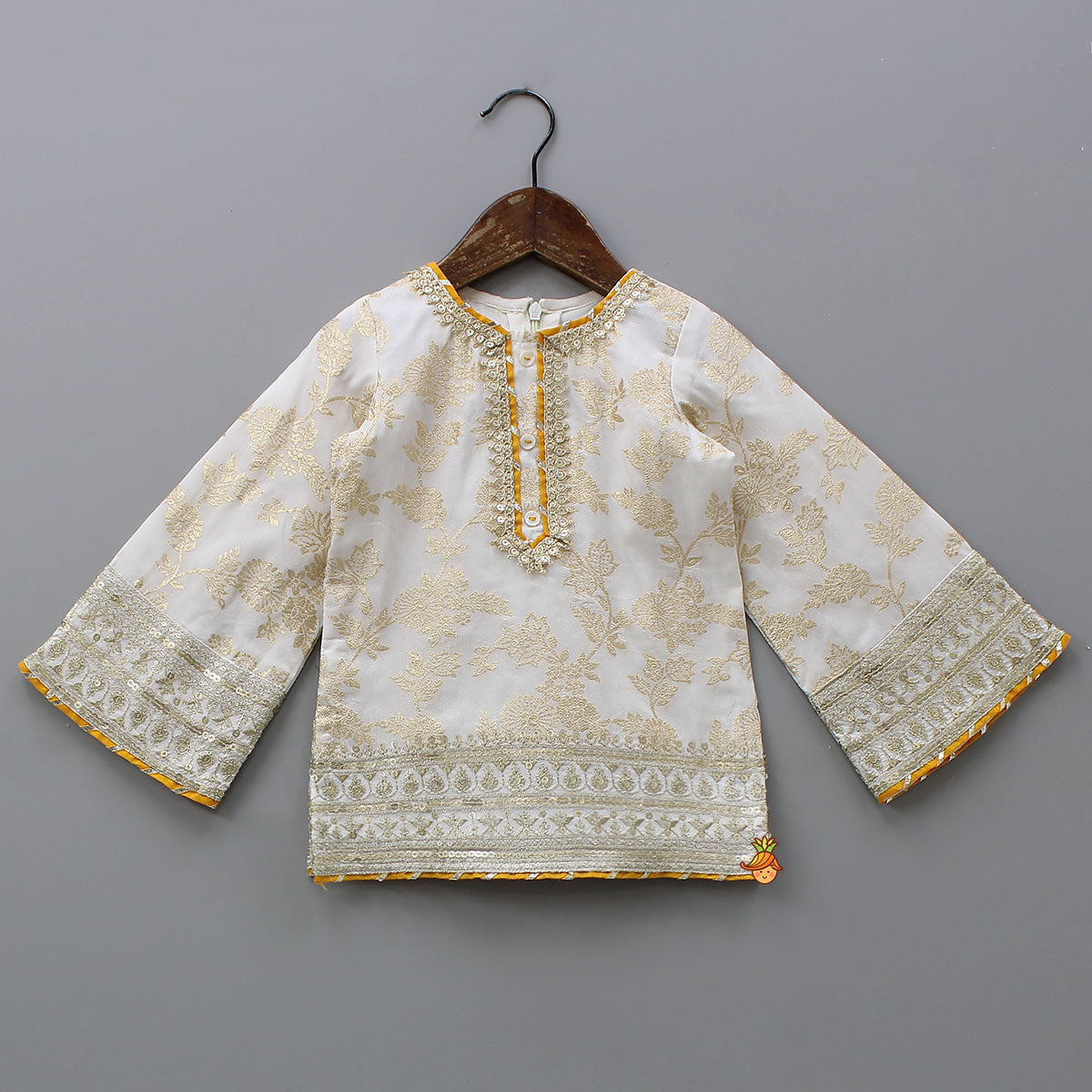 Pre Order: Flared Sleeves Top And Sharara With Net Dupatta