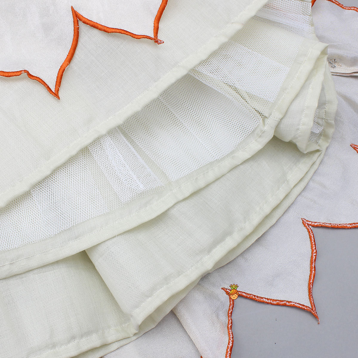 Pre Order: Shimmery Mirror Work Top With Floral Applique Lehenga