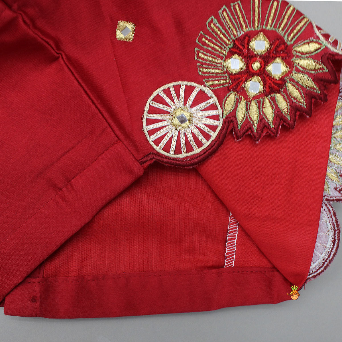 Pre Order: Mirror Work Pleated Top And Shimmery Lehenga