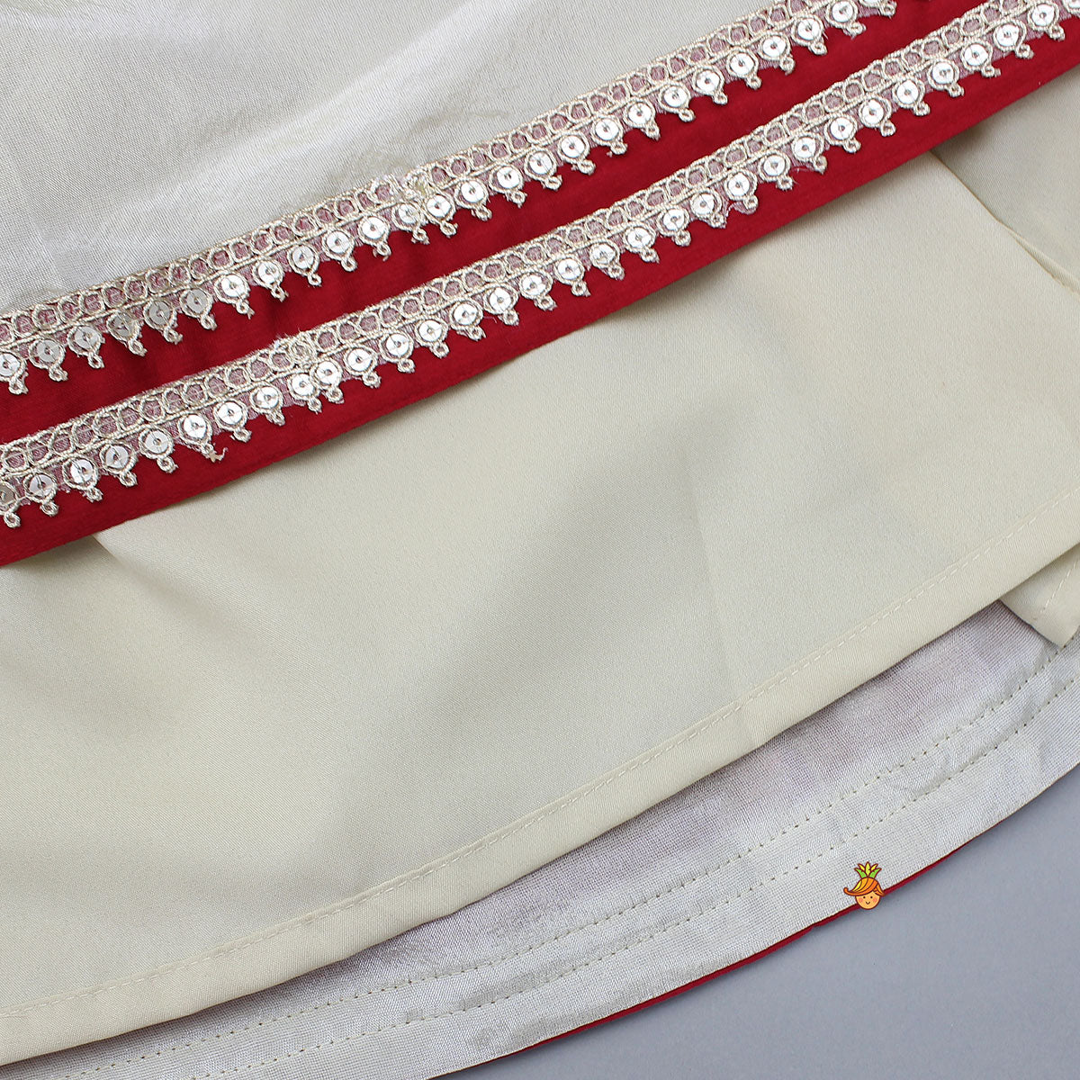 Pre Order: Mirror Work Pleated Top And Shimmery Lehenga