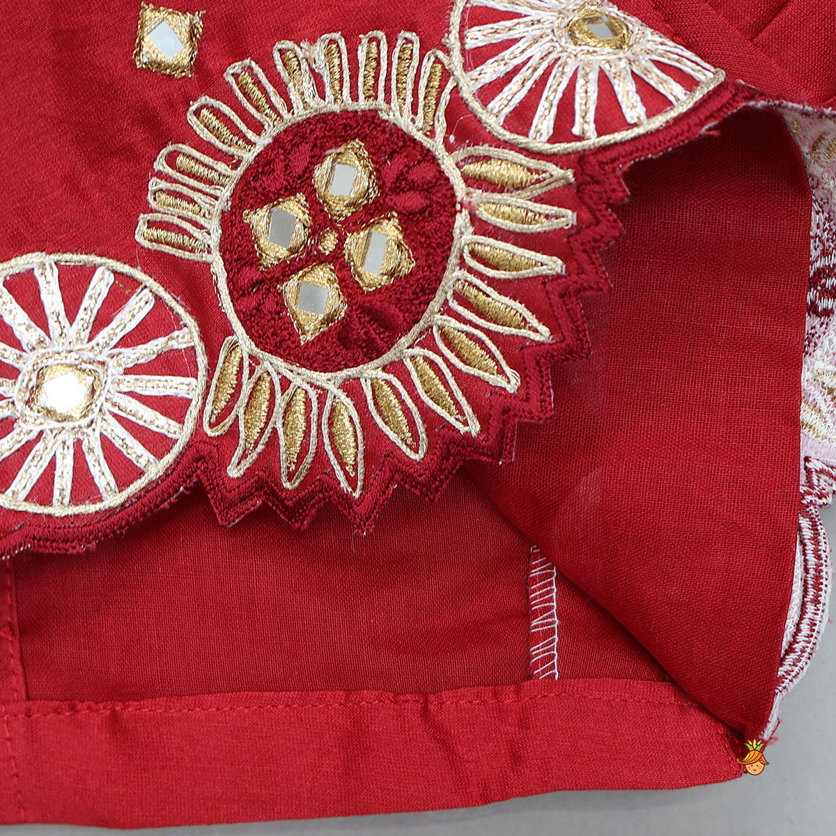 Pre Order: Mirror Work Pleated Crop Top And Shimmery Lehenga