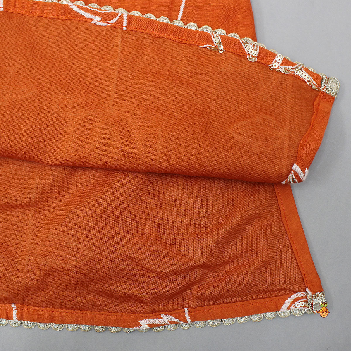 Pre Order: Beautiful Lotus-Embroidered Strappy Kurti With Sharara