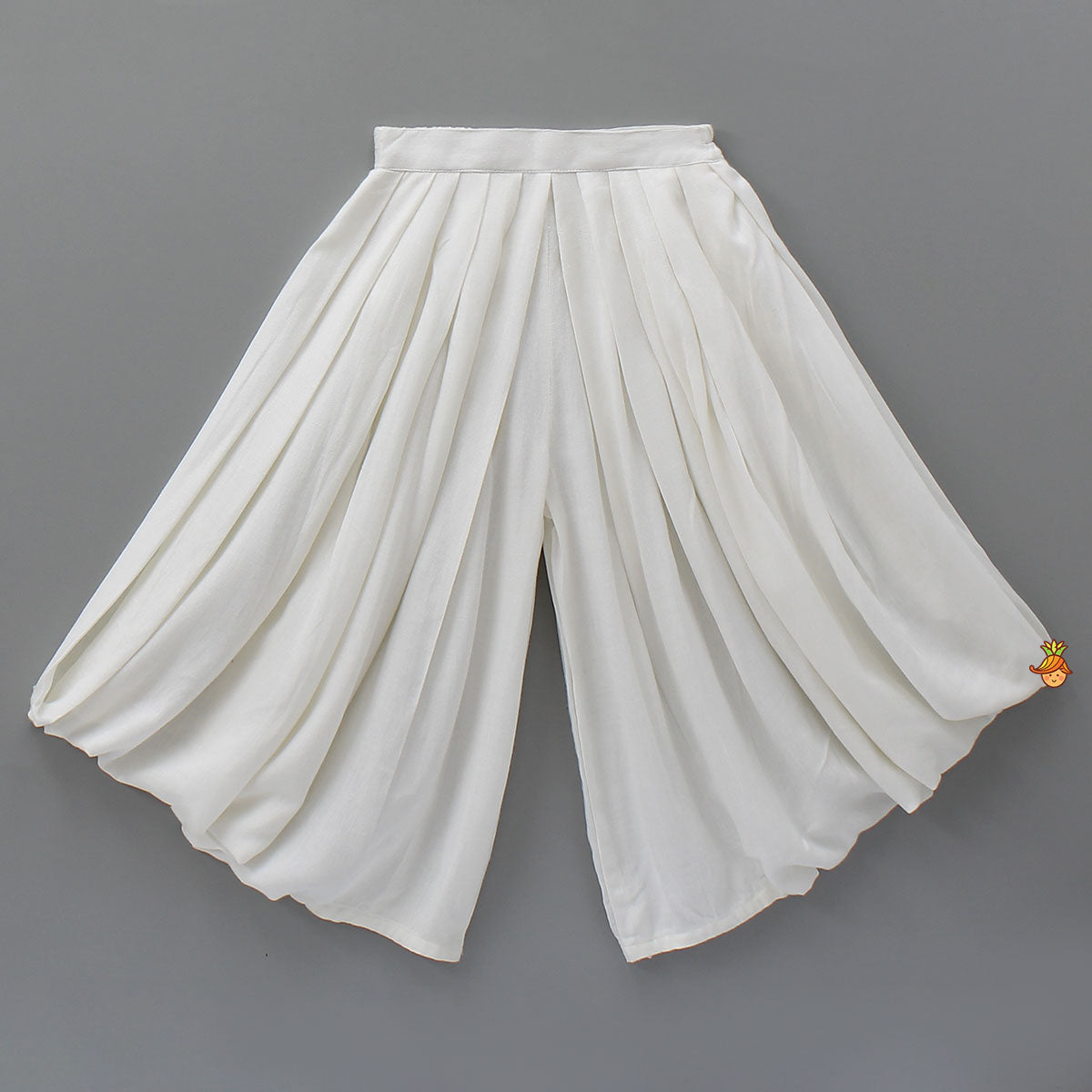 Round Neck Kurti With Jacket And Pleated Palazzo Pant