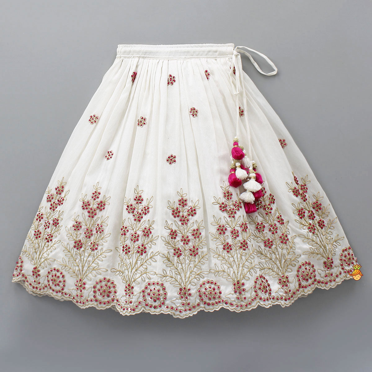 Pre Order: Pleated Neckline Heavily Embroidered Top With Lehenga