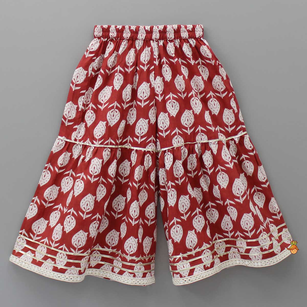 Gota Lace Detail-Printed Kurti And Sharara