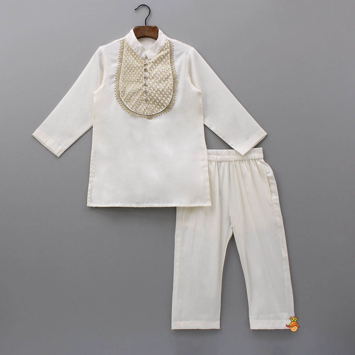 Pre Order: Lace Detailed Yoke Kurta And Pyjama