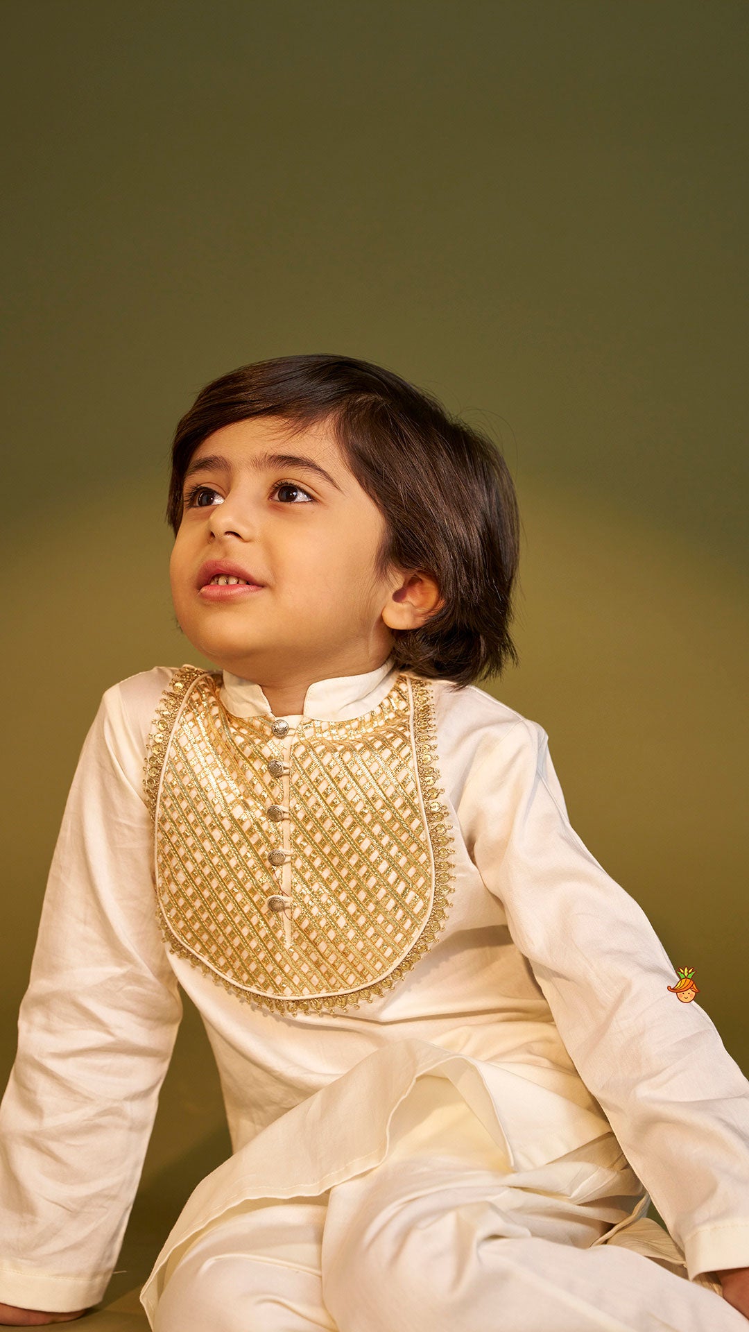 Pre Order: Lace Detailed Yoke Kurta And Pyjama