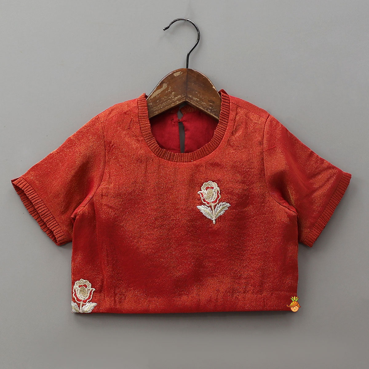 Pre Order: Intricately Flower-Embroidered Shimmery Top And Lehenga