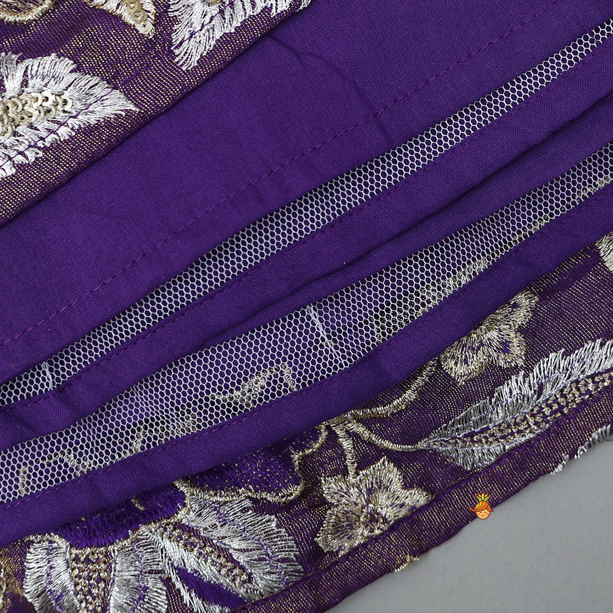 Pre Order: Intricately Floral-Embroidered Shimmery Top And Lehenga