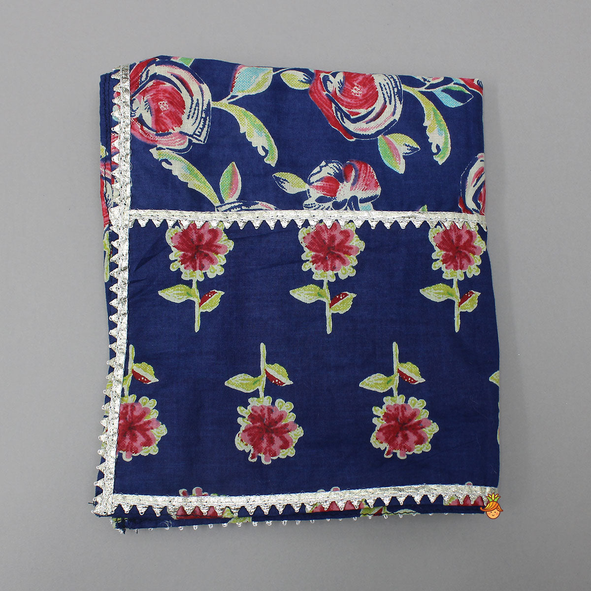 Front-Open Floral Printed Top And Lehenga With Matching Dupatta