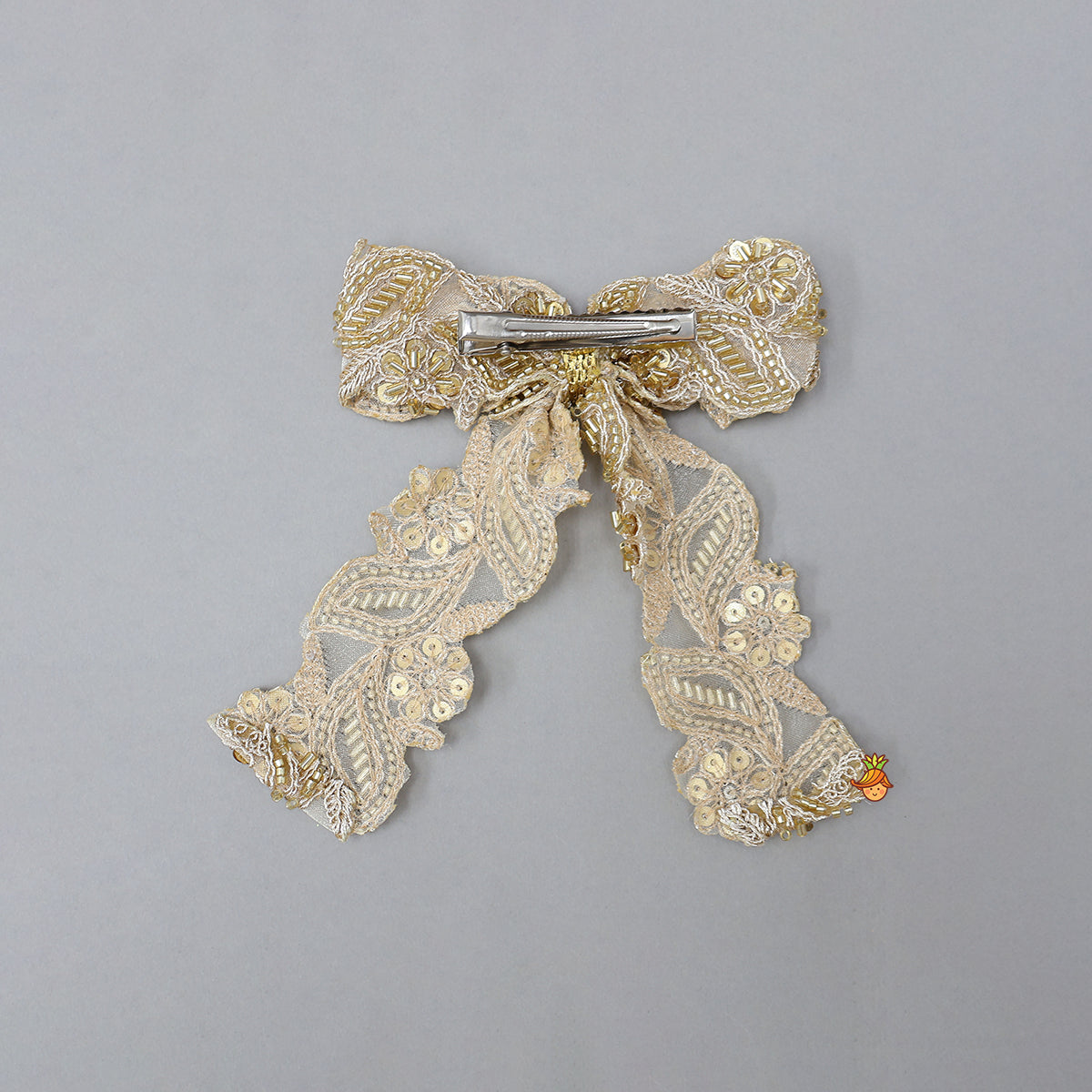 Intricate Embroidered Bow Hair Clip