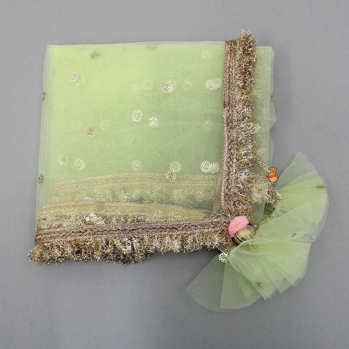 Pre Order: Stunning Booti Work Top With Lehenga And Contrasting Net Dupatta