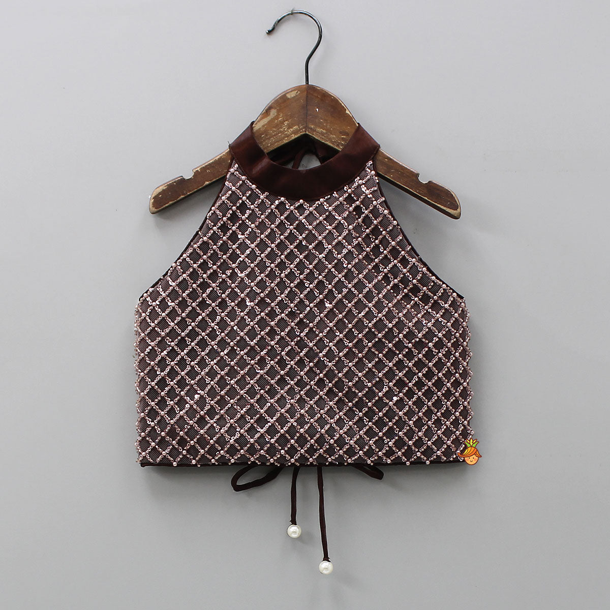 Pre Order: Gorgeous Criss-Cross Back Knot Top And Crushed Lehenga