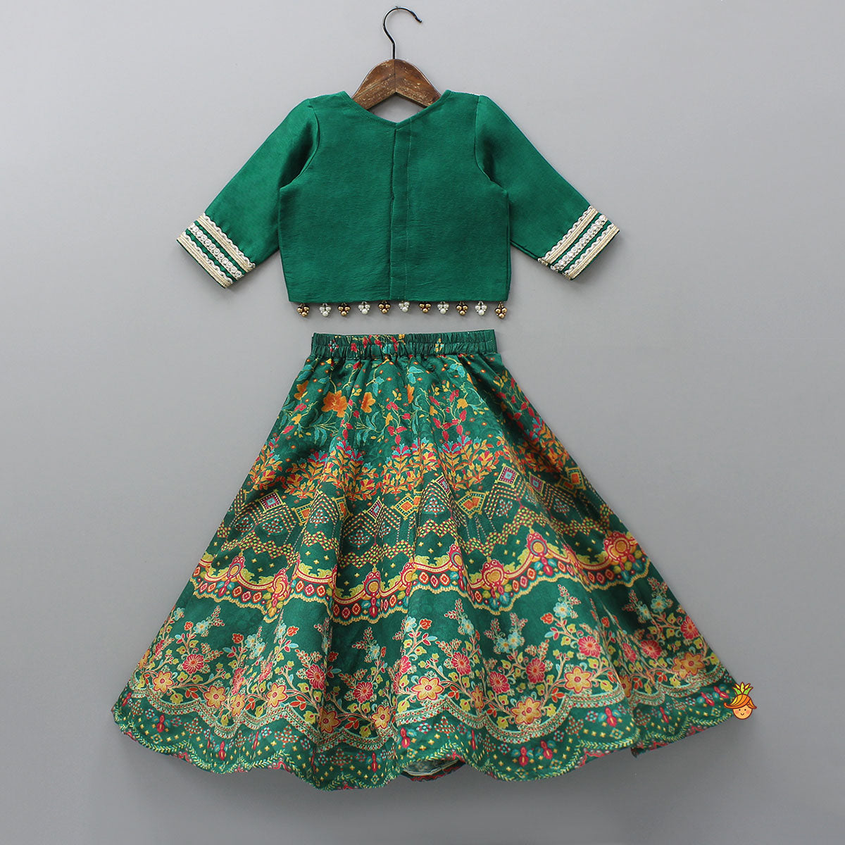 Pre Order: Stunning Printed Yoke Top And Lehenga