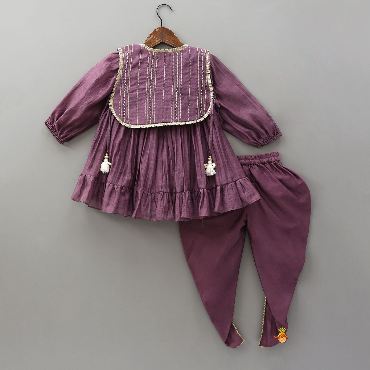 Pre Order: Elegant Ruffled Kurti With Pleated Dhoti