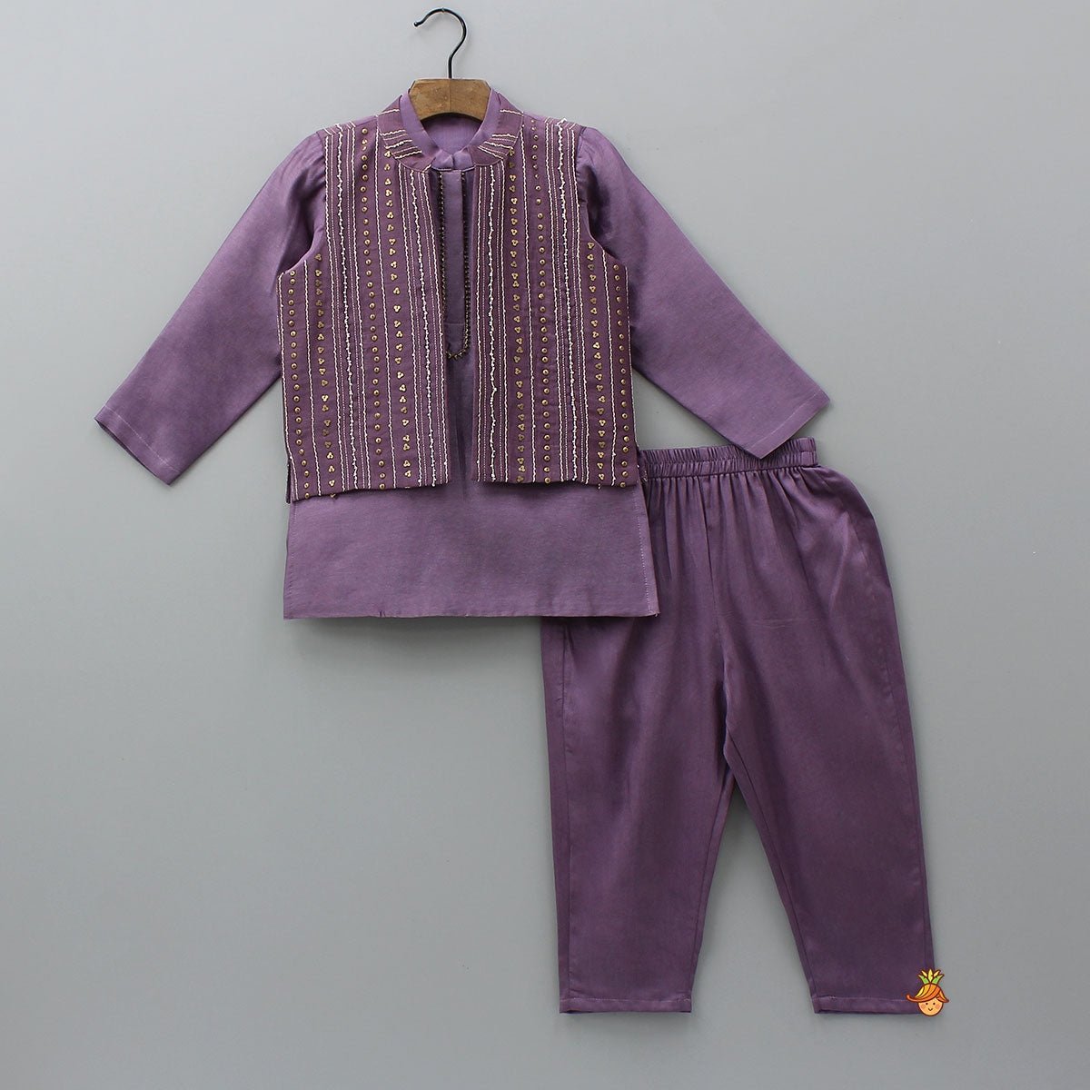 Pre Order: Elegant Kurta With Hand-Sequins Embroidered Jacket And Pyjama