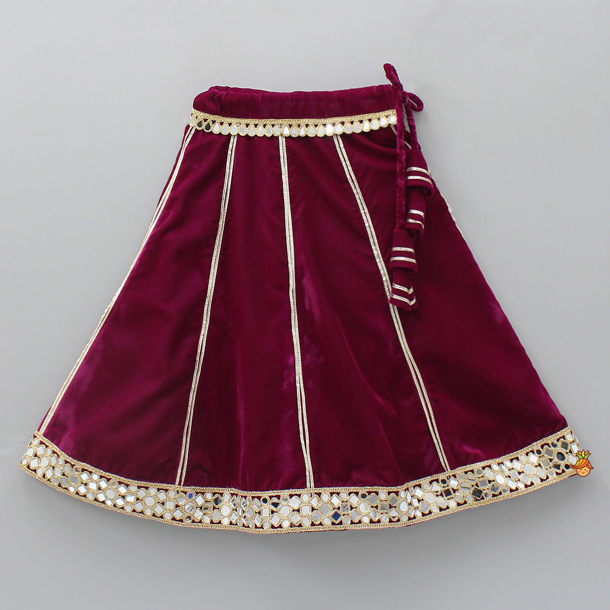 Pre Order: Velvet Mirror Work Top With Lehenga