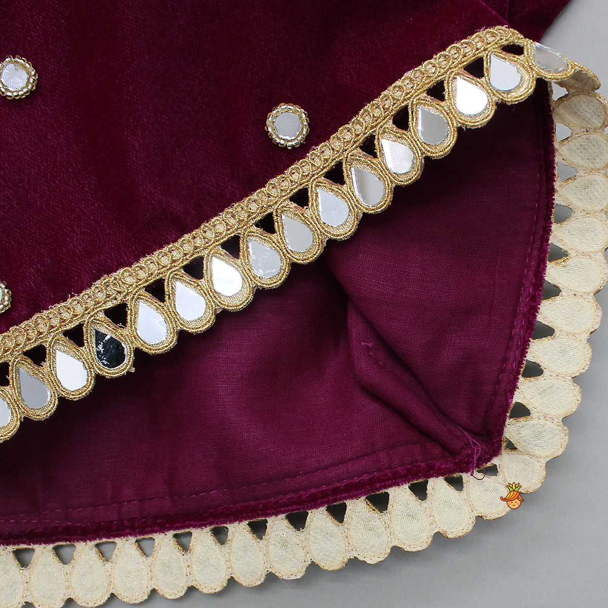 Pre Order: Velvet Mirror Work Top With Lehenga