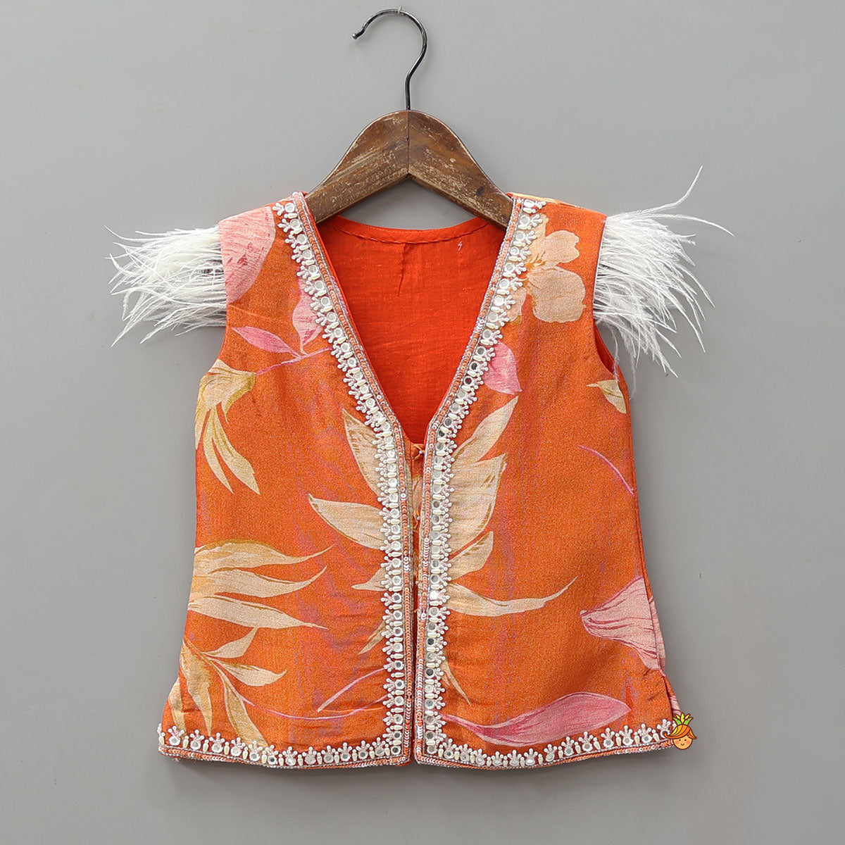 Pre Order: Strappy Top With Printed Shimmery Jacket And Palazzo