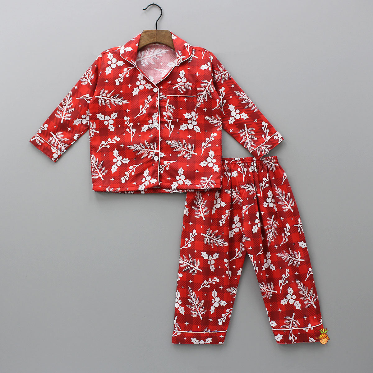 Pre Order: Christmas-Themed Printed Sleepwear With Patch Pocket Detail