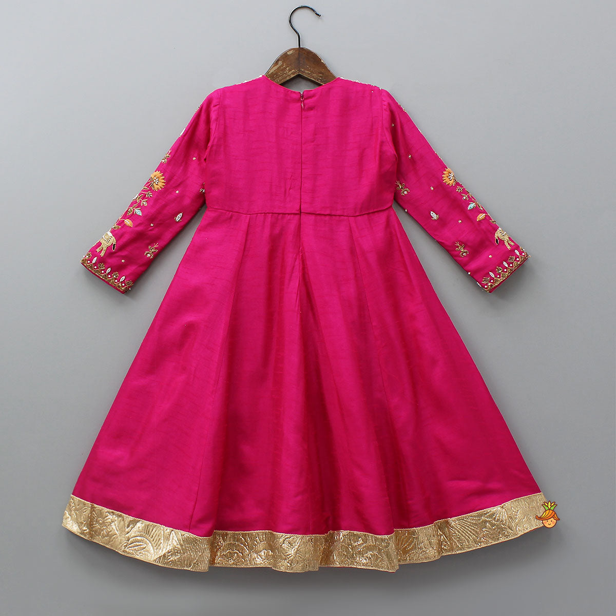 Thread Floral Embroidered Anarkali With Contrasting Dupatta