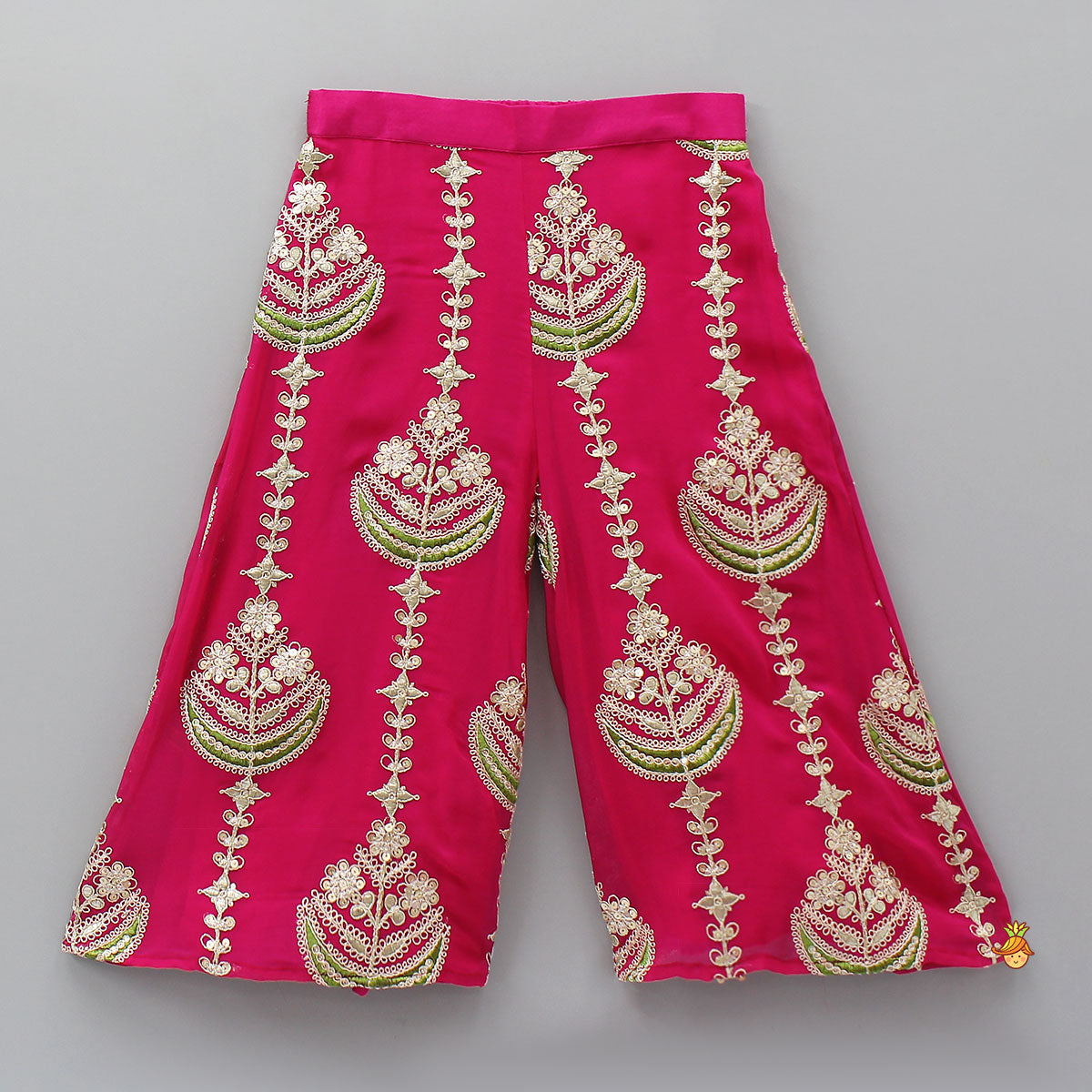 Charming Top And Heavily Embroidered Palazzo With Organza Dupatta