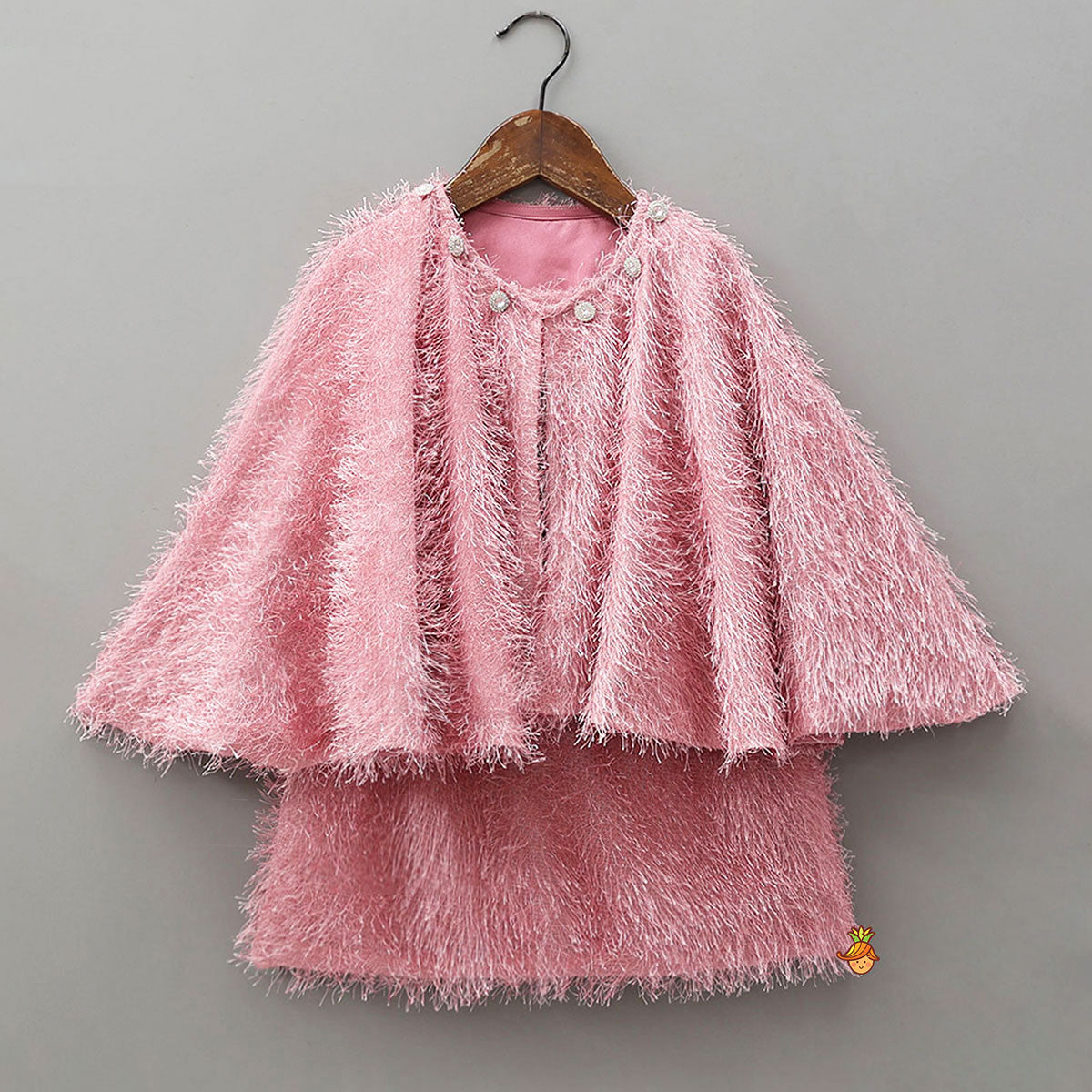 Pre Order: Adorable Fur-Detail Dress With Matching Cape