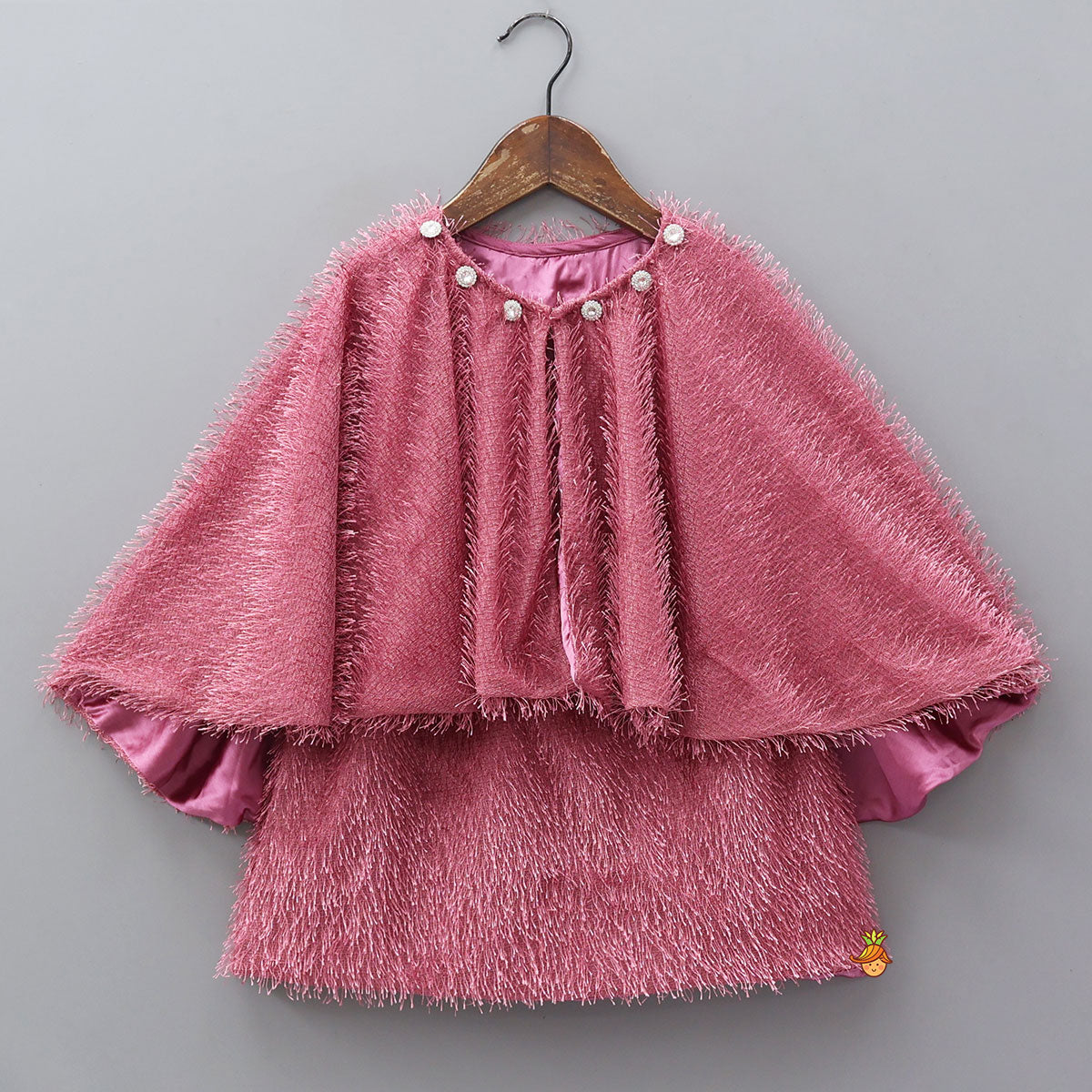 Pre Order: Adorable Fur-Detail Dress With Matching Cape